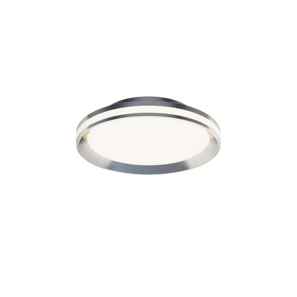 AFX Sona 12 in. 25 -Watt Modern Satin Nickel Integrated LED Flush Mount with Clear White Acrylic Shade