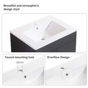 30 in.W x 18 in.D Black Rubber Wood Bath Vanity Cabinet with White Ceramic Basin Soft-Close Cabinet Doors and Metal Legs