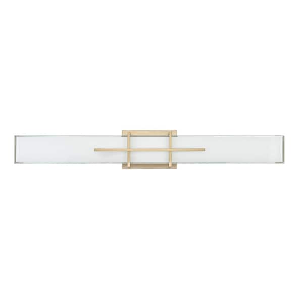 Millennium Lighting Tocco 32 in. 1 LED-Light Modern Gold Vanity-Light with White Shade