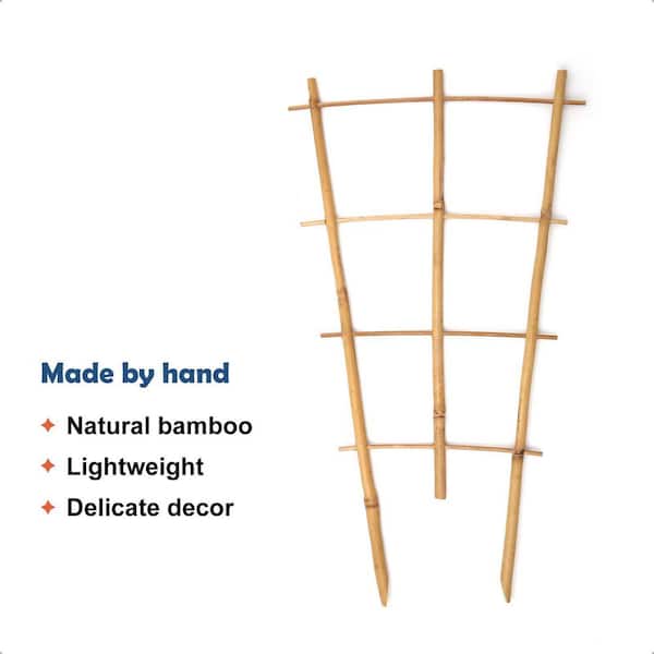 SenQWFa 16 Inch Bamboo Fan Shaped Trellis Small Indoor Plant Support for Climbing Orchid Monstera Vine Hoya 3 Pack