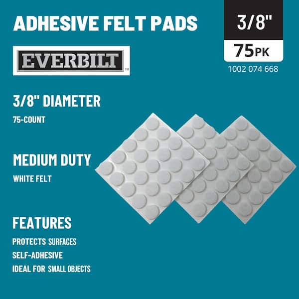 Everbilt 3/8 in White Round Medium Duty Self-Adhesive Felt Pads (150-Pack)