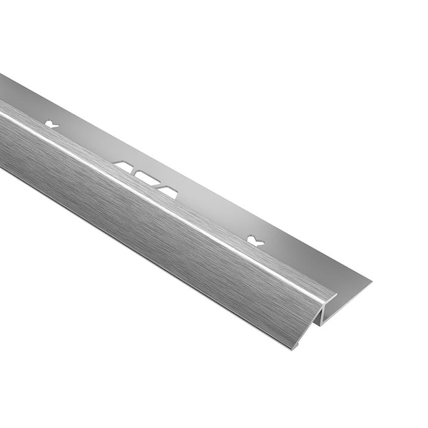 Schluter Vinpro-U Brushed Chrome Anodized Aluminum 5/32 in. x 8 ft. 2-1/2 in. Metal Reducer Resilient Tile Edge Trim