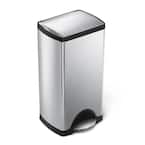 7.8 Gal. Brushed Stainless Steel Rectangular Step Trash Can with Steel Lid