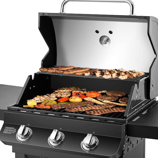 Dyna-Glo DGP397CNP-D Premier 3-Burner Propane Gas Grill in Black with Folding Side Tables - 2