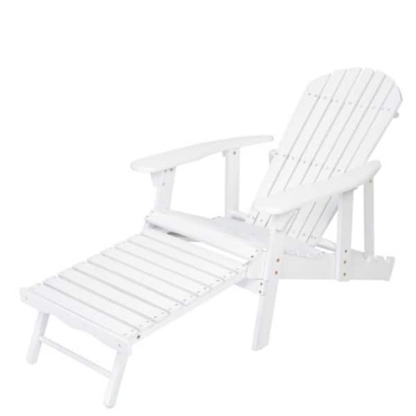 Dracelo Acacia Wood Foldable Adirondack Chair with Wood-Texture White ...