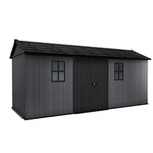 Newton Plus 7.5 ft. W x 17 ft. D Durable Resin Plastic Storage Shed with Floor Graphite 133 sq. ft.