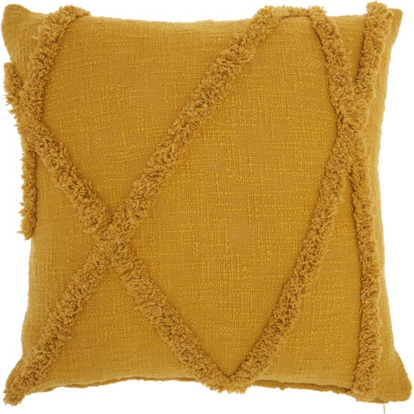 Mina Victory Lifestyles Mustard Yellow Geometric 18 in. x 18 in. Throw Pillow