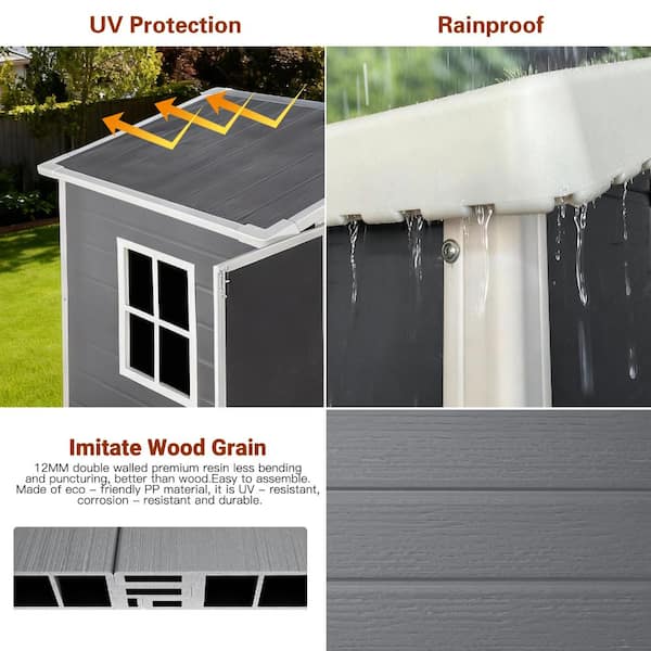 ToolCat 6x4ft Plastic Outdoor Storage Shed with Lockable Door