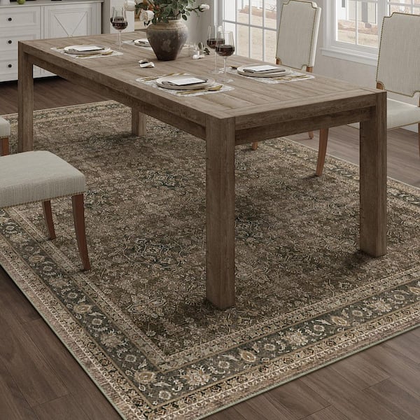 Star Brown 5 ft. x 7 ft.  Distressed Vintage Floral Area Rug