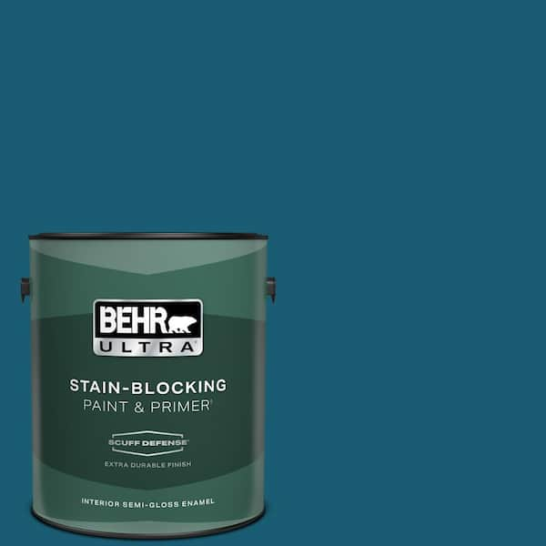 BEHR ULTRA 1 gal. #540D-7 Deep Blue Sea Extra Durable Semi-Gloss Enamel Interior Paint & Primer