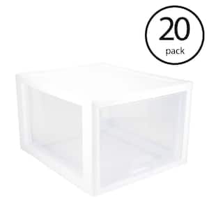10.25 in. x 10.25 in. 27 Qt. 1-Drawer Single Modular Stacking Storage Drawer Container (20-Pack)
