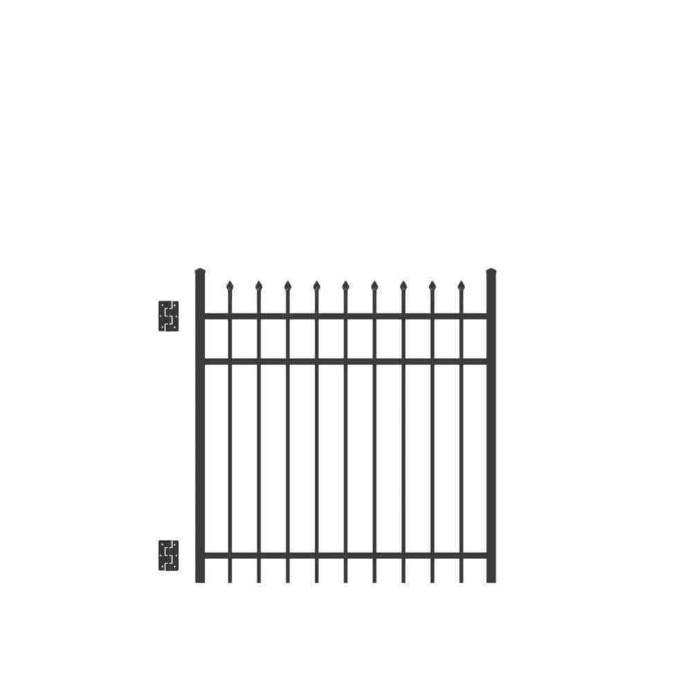 Barrette Outdoor Living Cascade 4 ft. W x 4 ft. H Black Standard-Duty Aluminum Straight Pre-Assembled Fence Gate