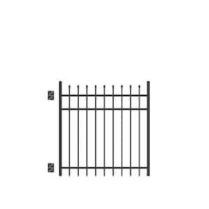 Cascade 4 ft. W x 4 ft. H Black Standard-Duty Aluminum Straight Pre-Assembled Fence Gate