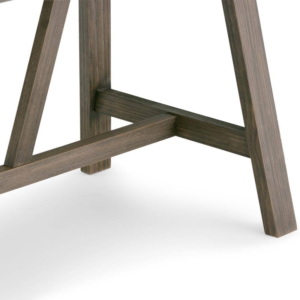 Driftwood Finish 60'' Solid Wood Industrial Writing Desk with Keyboard Tray