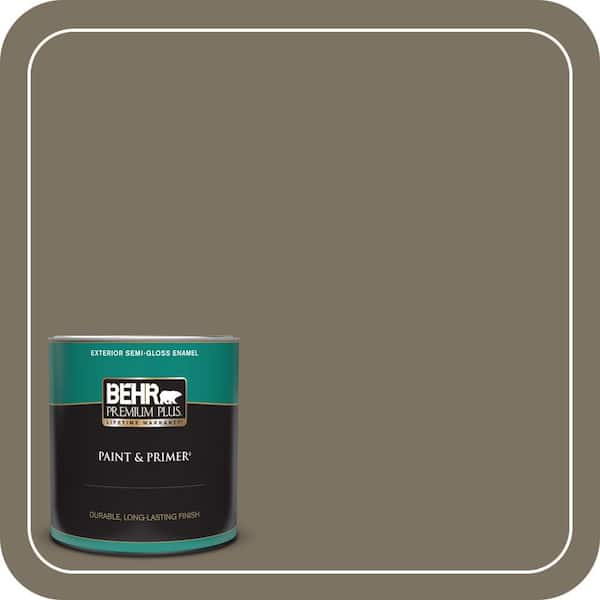 BEHR PREMIUM PLUS 1 qt. #N320-6A Ash Brown Semi-Gloss Enamel Exterior Paint and Primer