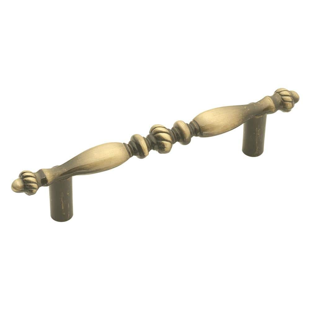 Hickory Hardware Cavalier 3 in. CentertoCenter Antique Brass Pull