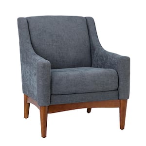Gerard Charcoal Armchair with Solid Wood Legs
