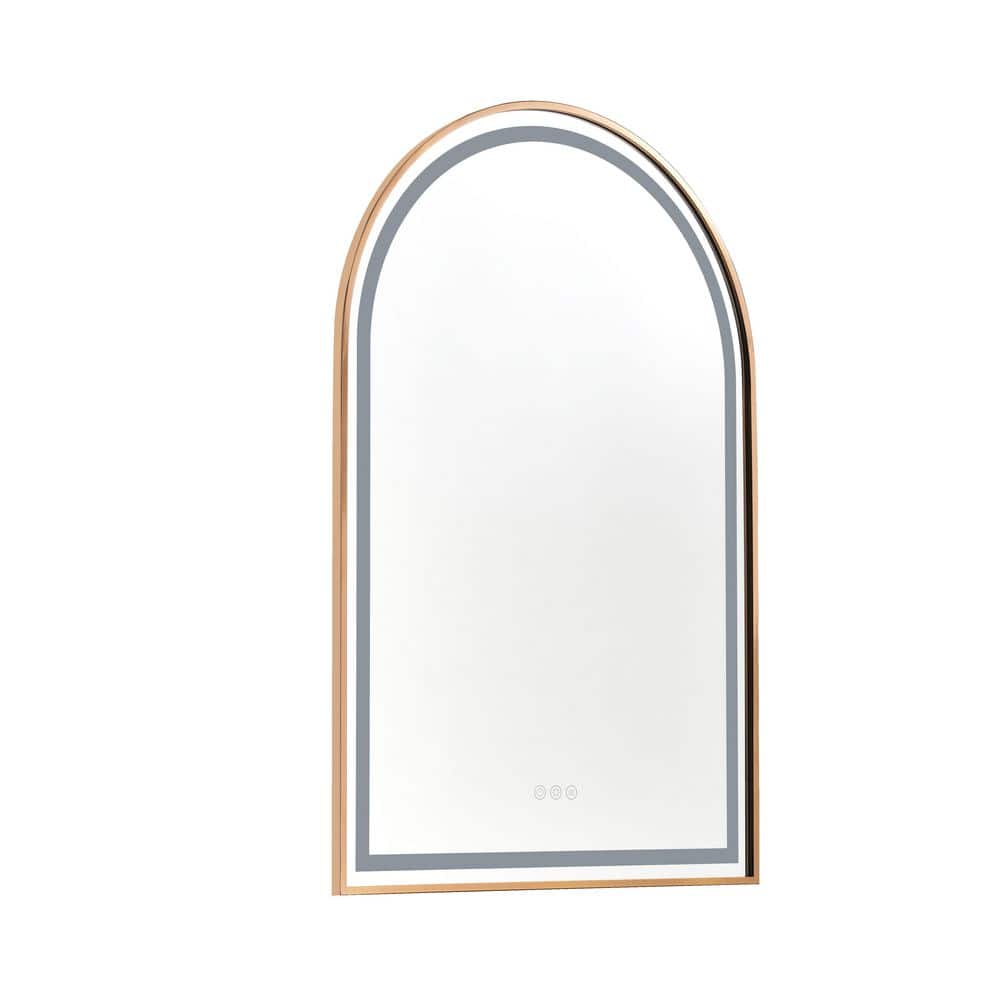 39 in. W x 26 in. H Arched Rectangular Framed LED Anti-Fog Dimmable Wall Mo