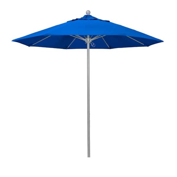 California Umbrella 9 ft. Gray Woodgrain Aluminum Commercial Market Patio Umbrella FiberglassRibs Push Lift in Pacific Blue Pacifica Premium