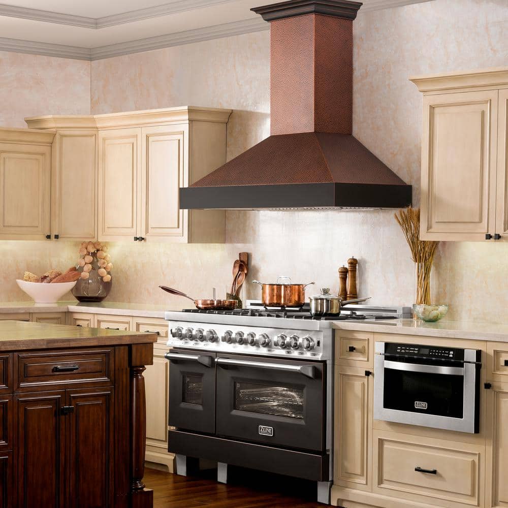 Hand-Hammered Copper 30" Convertible Wall Mount Range Hood