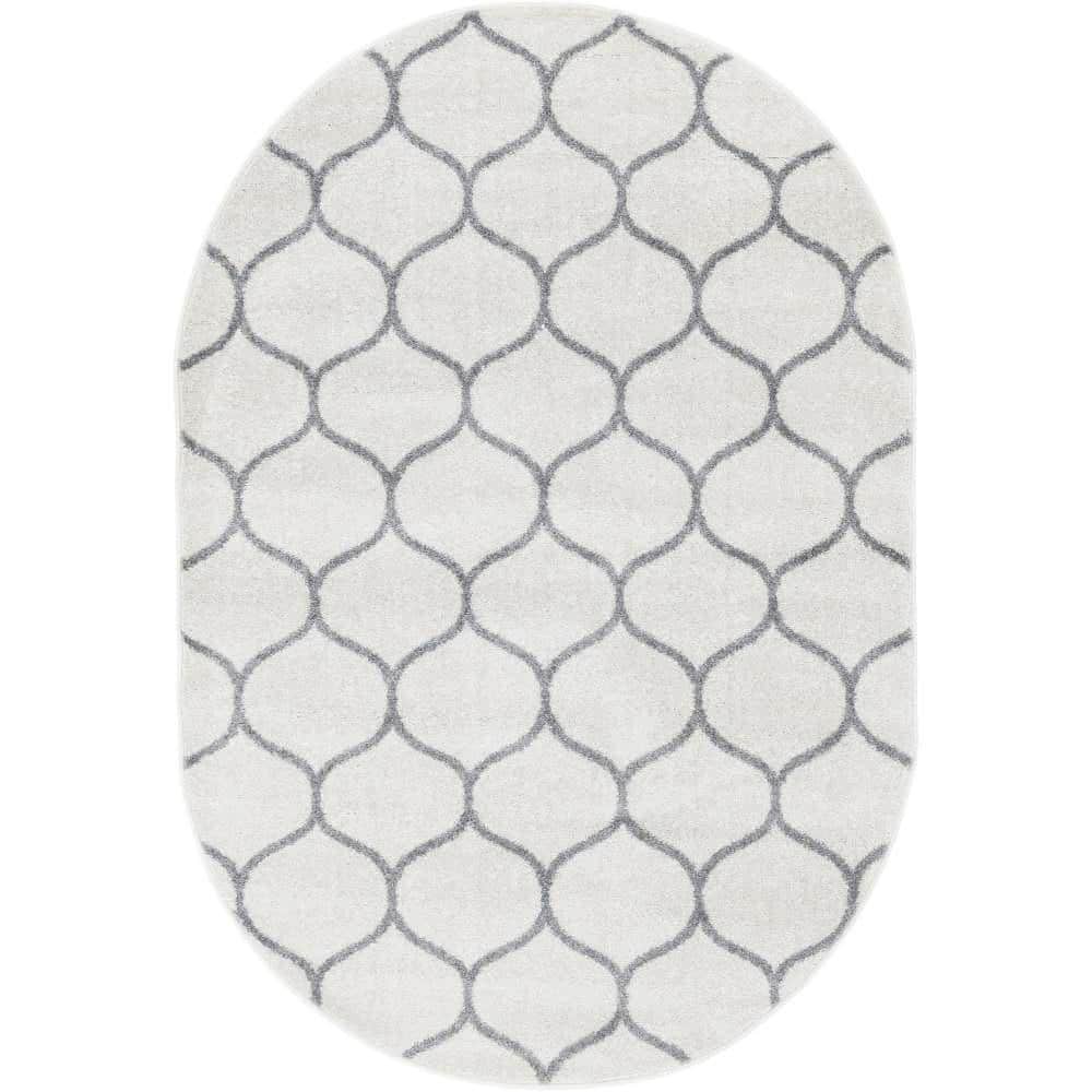 Trellis Frieze Rounded Ivory 5 ft. x 8 ft. Area Rug price history on PriceWatchPro