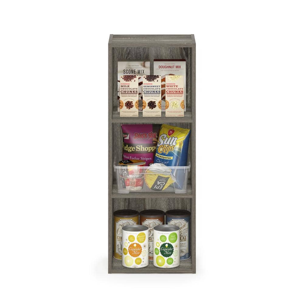 Sleek Gray Wood 3-Tier Cube Organizer Bookshelf