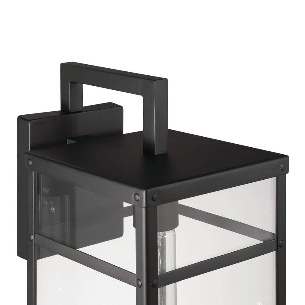 Blake Black Metal and Clear Glass Outdoor Sconce