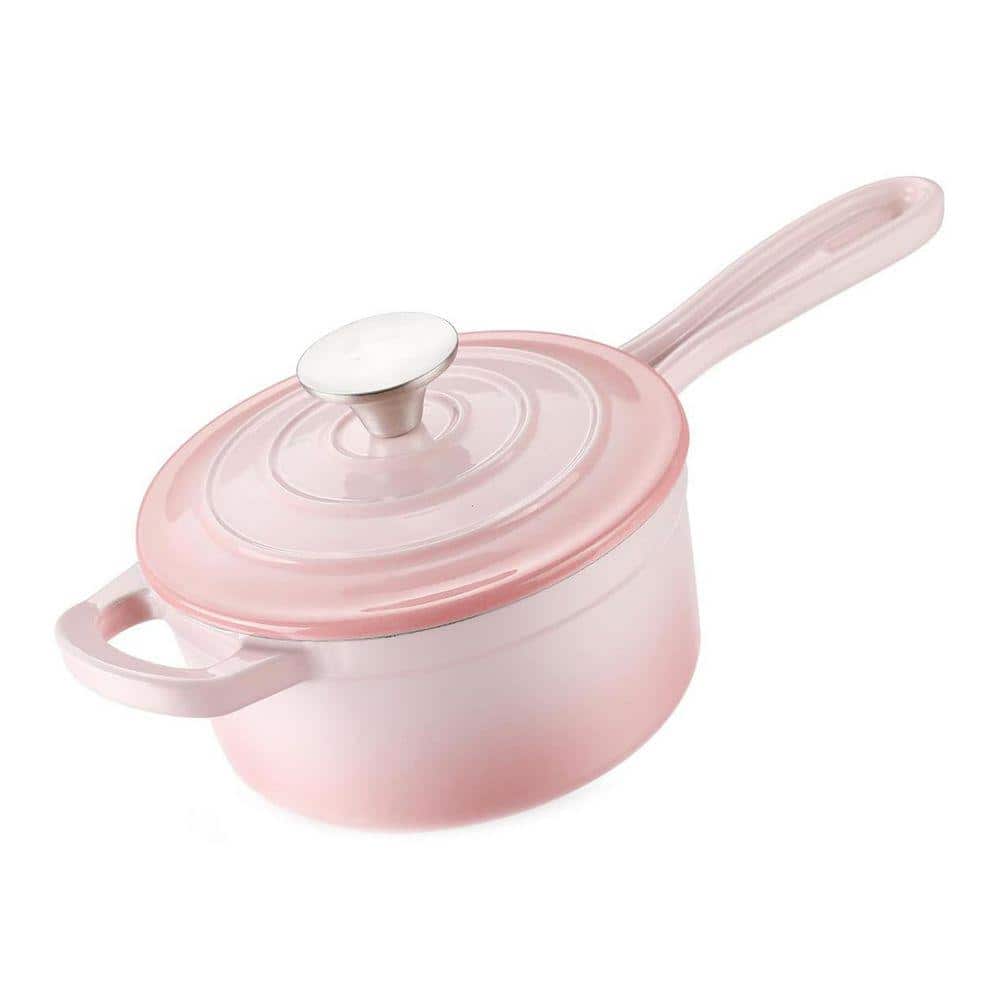 1 qt. Enameled Cast Iron Nonstick Sauce Pan in Gradient Pink with