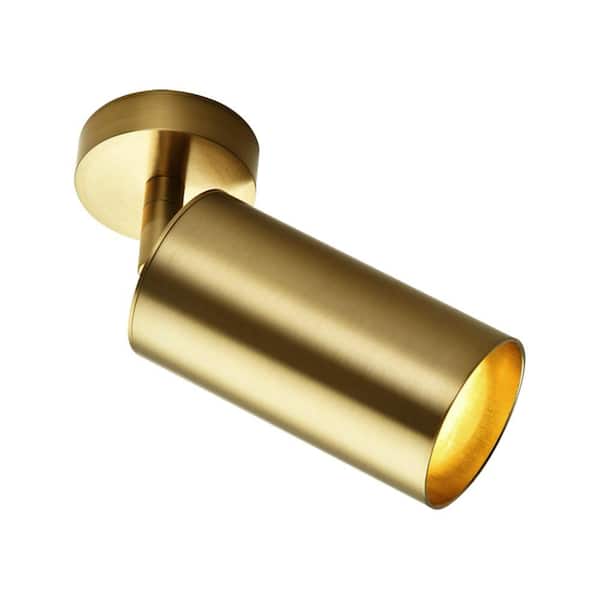 HUOKU Parroco 1-Light Less Than 2 ft. Brass Track Lighting Kit Cylinder Track Head Hard Wired Wall Mounted Task Lighting