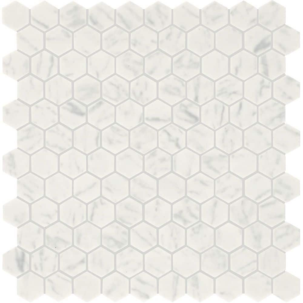 Uptown Glass Carrara 11 in. x 12 in. Matte Glass Hexagon Mosaic Floor and Wall Tile (16.92 sq. ft. /case) price history on PriceWatchPro
