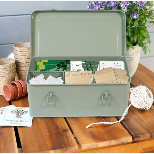 Phewnyzo Metal Seed Storage Organizer Box with Lid, 4