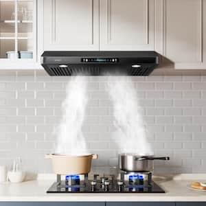 36 in. 900CFM Ducted Under Cabinet Range Hood in Black Stainless Steel 4-Speed with Adjustable LED and Permanent Filters