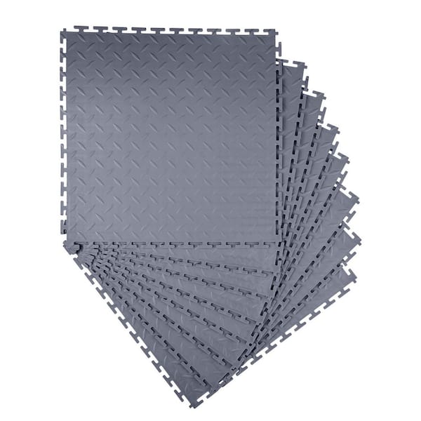 Garage Floor Tiles Interlocking, 8 Pack 20.2 x 20.2 x 0.2 in. Interlocking Modular Garage Flooring Tiles, Graphite Gray