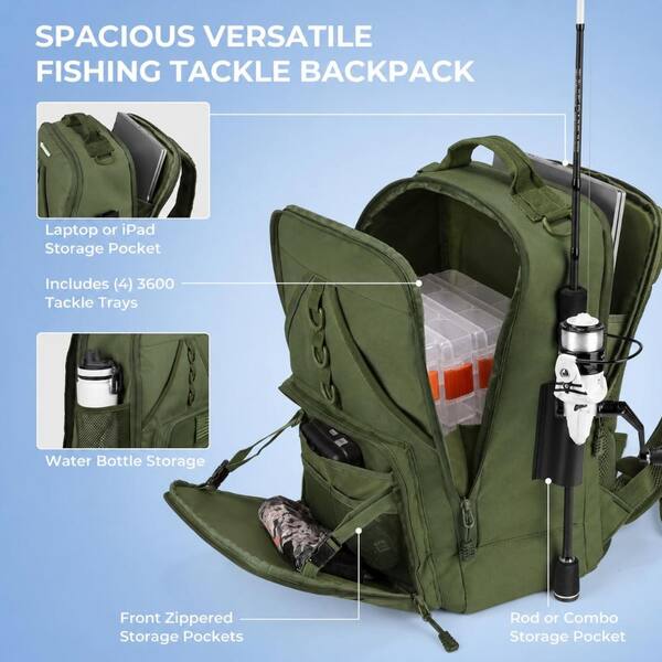 40L 26L Oxford Fabric Fishing Tackle Backpack with Rod Holder 4
