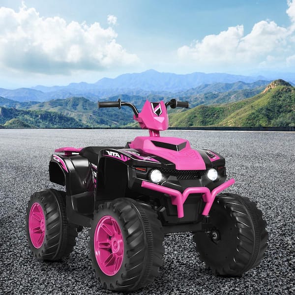 12-Volt Electric Kids Ride On Car ATV 4-Wheeler Quad with Music LED Light Pink
