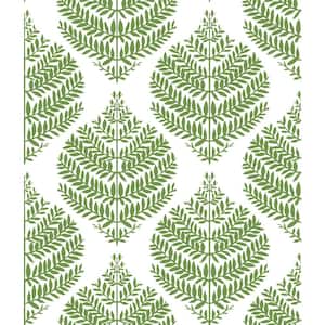 Hygge Fern Damask Green and White Peel and Stick Wallpaper (Covers 28.18 sq. ft.)