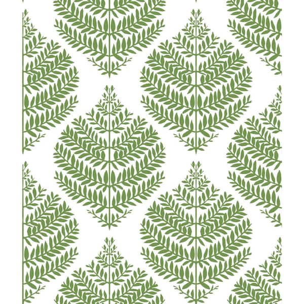 RoomMates Hygge Fern Damask Green and White Peel and Stick Wallpaper (Covers 28.18 sq. ft.)