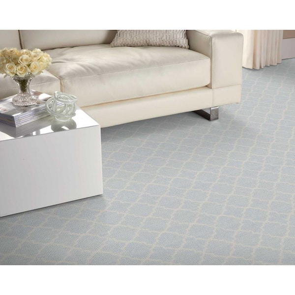 Verandah Soft Blue 13.2 ft. 36 oz. Polyester Pattern Carpet - Installation Required
