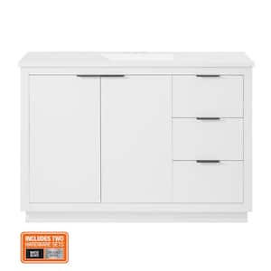 Harlock 49 in. W x 19 in. D x 35 in. H Single Sink Free Standing Bath Vanity in White with White Cultured Marble Top