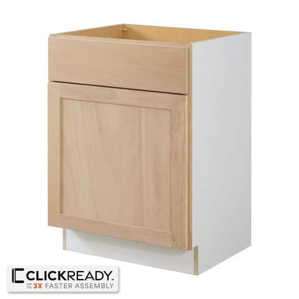 24 in. W x 21 in. D x 34.5 in. H Ready to Assemble Sink Base Bath Cabinet in Unfinished with CLICKREADY Technology