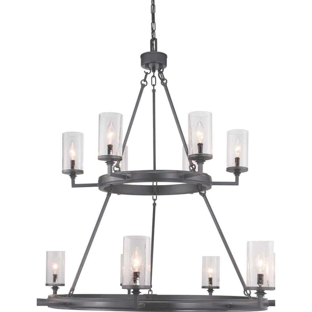 Gresham Graphite Steel 15-Light Taper Candle Chandelier
