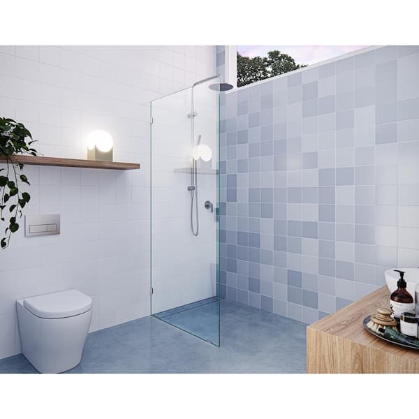 Glass Warehouse 28.5 in. x 78 in. Frameless Fixed Shower Door in Brushed Nickel without Handle