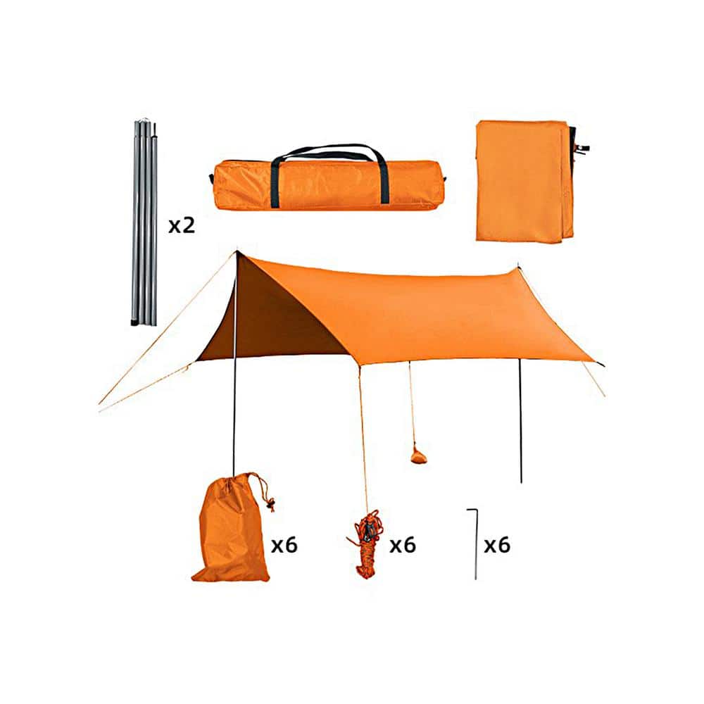 10 ft. x 10 ft. Orange Portable Canopy Beach Sun Shelter with 6 Sandbags