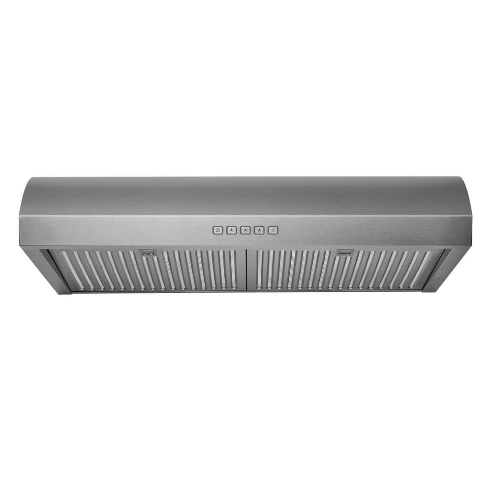 HAUSLANE 30 in. Convertible Under Cabinet Range Hood with 3-Way Venting Baffle Filters LED in Stainless Steel, Silver
