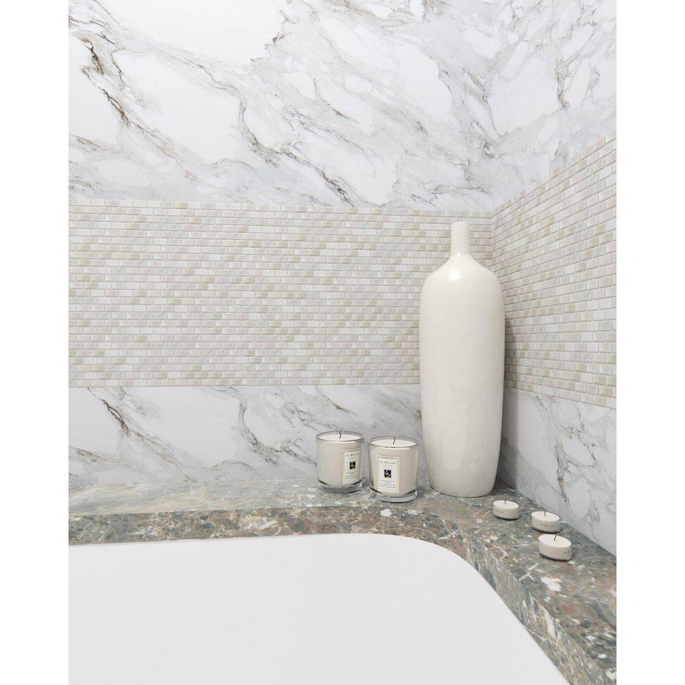 Escena Green, Gray, Brown Glass and Marble Mosaic Tile