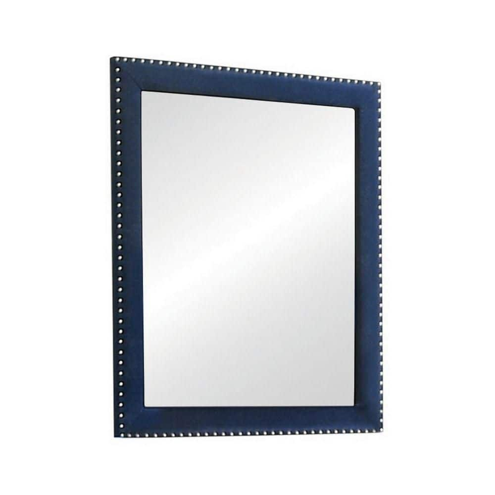 Benjara 35.5 In. W X 40 In. H Rectangular Wood Frame Blue And Chrome ...