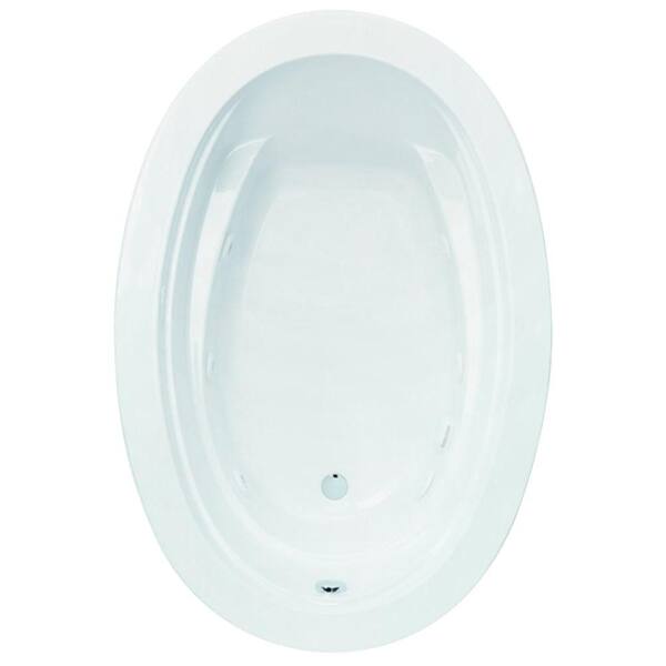 Aquatic Belmont I 60 in. Acrylic Drop in Whirlpool Reversible Drain Oval Bathtub in White