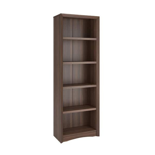 CorLiving Quadra 71 in. Walnut Engineered Wood 5-shelf Standard Bookcase with Adjustable Shelves