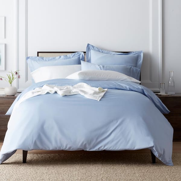 The Company Classic Solid Ice, Blue Sateen Duvet Cover