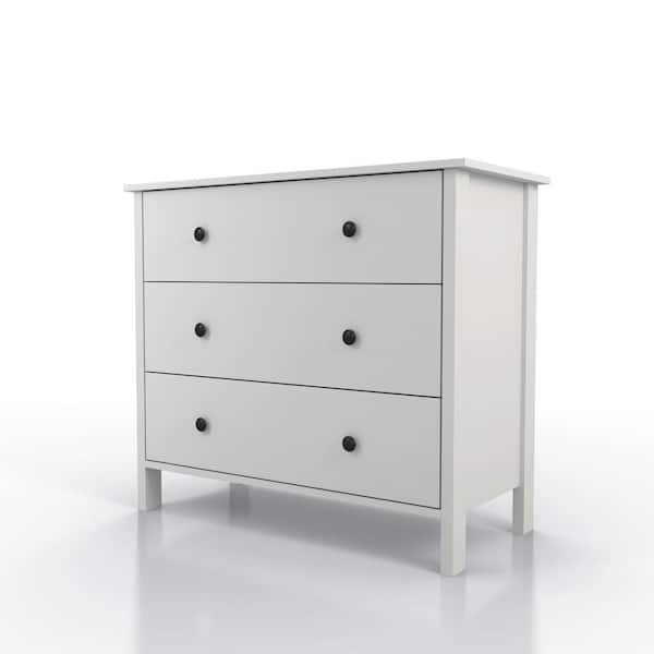 America London 3 Drawer White Chest, Ikea 3 Drawer Dresser Unfinished Size